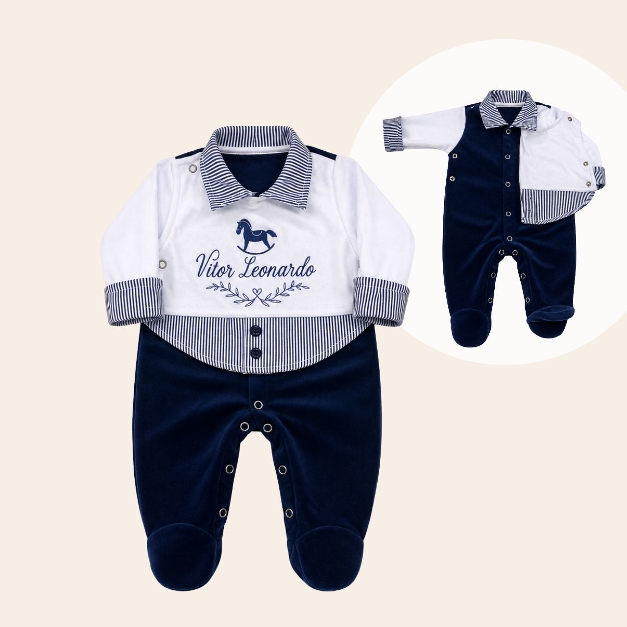 Macacão Frente Dupla Gola e Punho Camisa